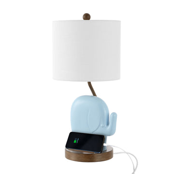 Ellie Bohemian Designer Iron/Resin Elephant LED Kids Table Lamp with Phone Stand and USB Charging Port - JONATHAN Y